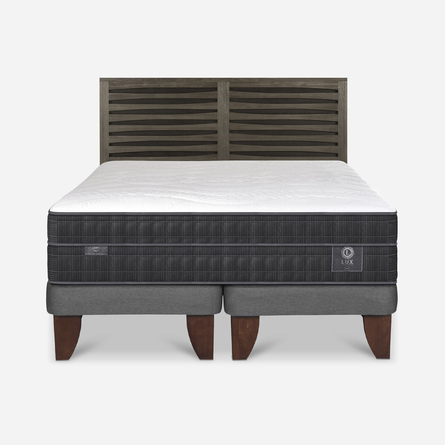 Cama Europea 2 Plazas Lux Base Dividida + Respaldo Rhone