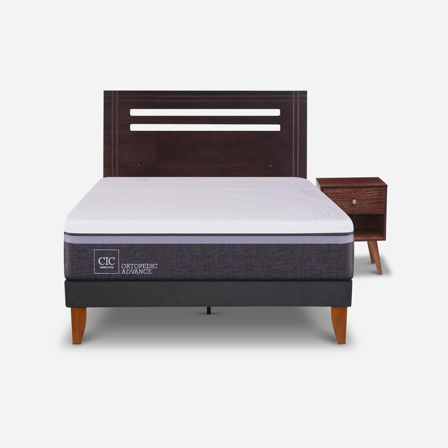 Cama Europea Curve 1,5 Plazas Ortopedic Advance + Set M&uacute;nich Chocolate