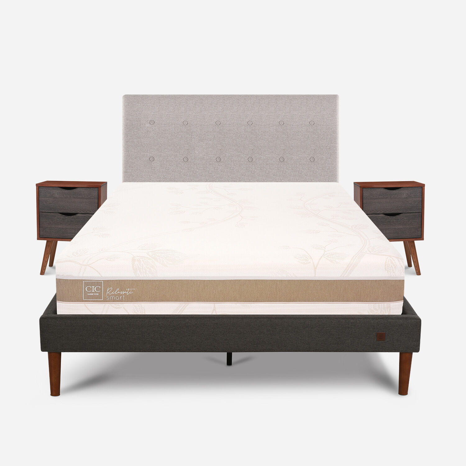 Cama Europea Curve 2 Plazas Rilassati Infinity + Set Tigris