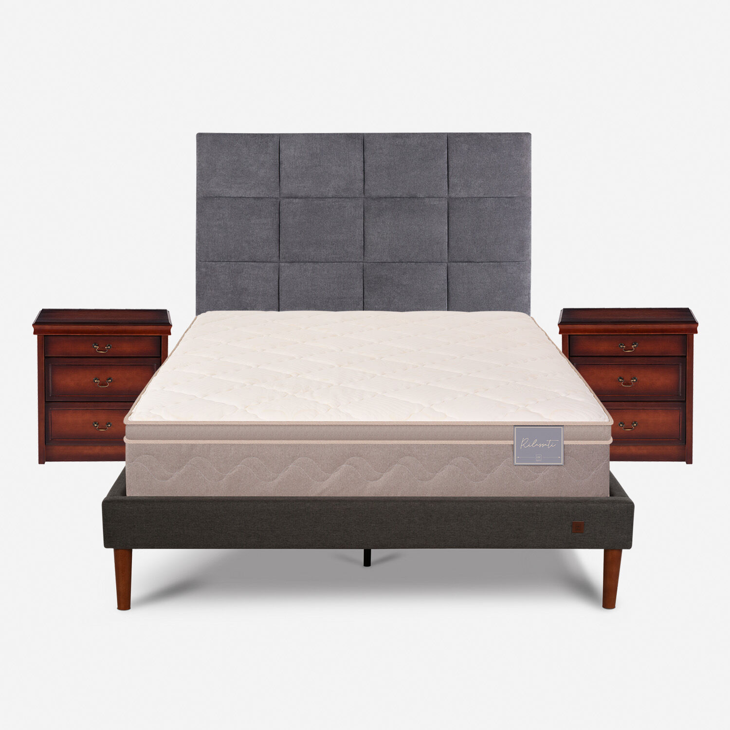 Cama Europea Curve 2 Plazas Rilassati + Set T&aacute;mesis