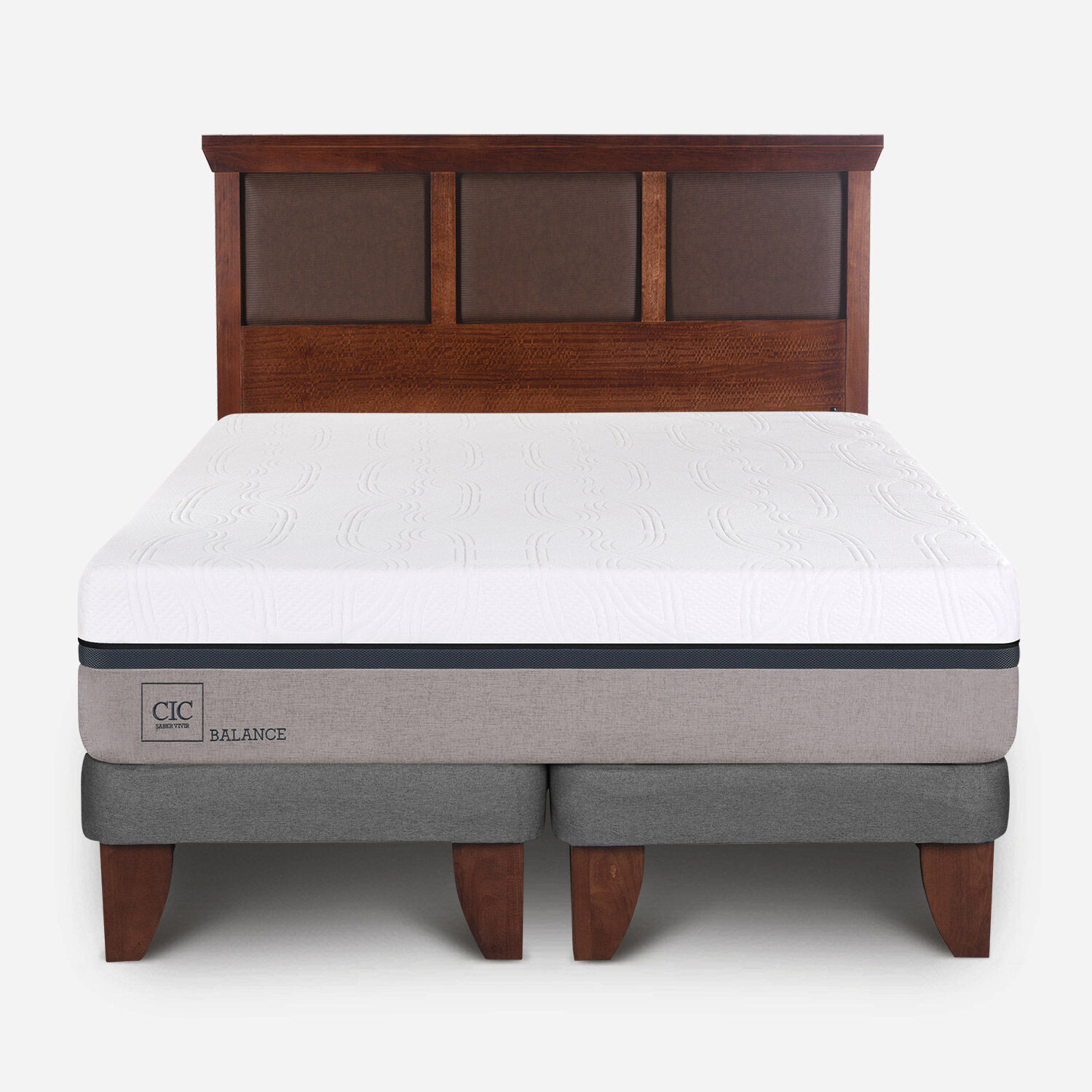 Cama Europea 2 Plazas Balance Base Dividida + Respaldo Torino Caramel