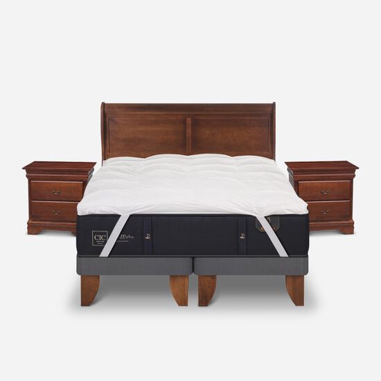Cama Europea 2 Plazas Base Dividida Premium + Set Miró + Topper