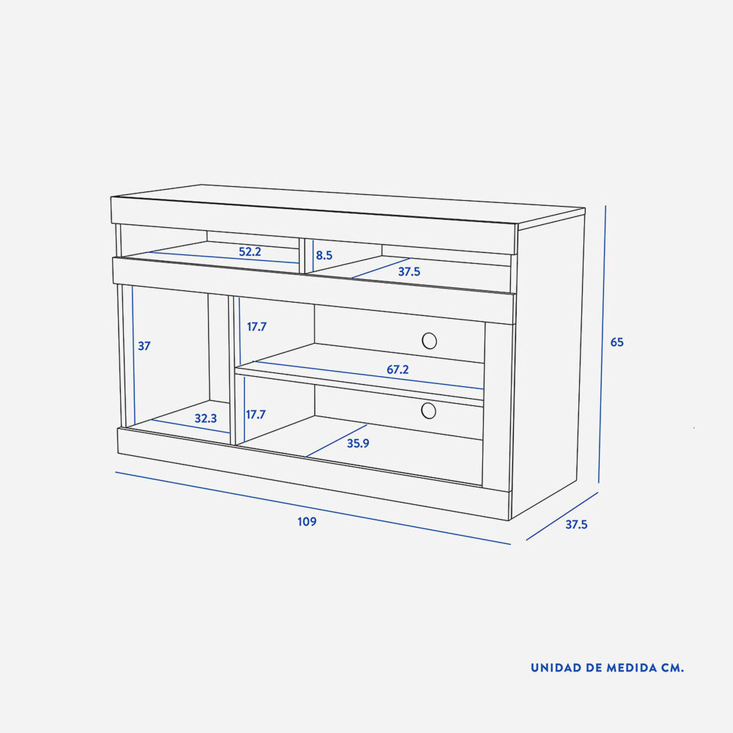 Rack Tv 43" Ganges 1 Puerta Blanco