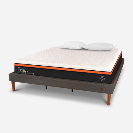 Cama Europea Curve King Bee Comfort + Almohadas Viscoel&aacute;sticas