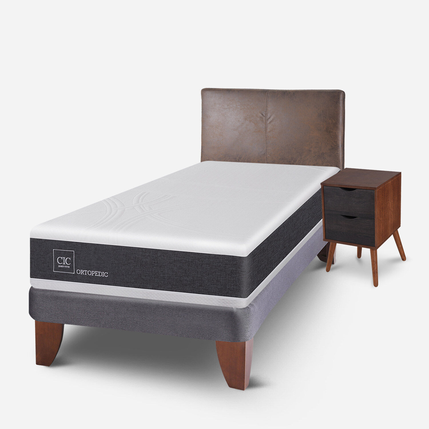 Cama Europea 1,5 Plazas Ortopedic + Set Baker