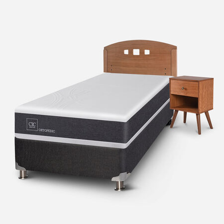 Box Spring 1,5 Plazas Ortopedic 5 Zonas + Set Gales Caramel