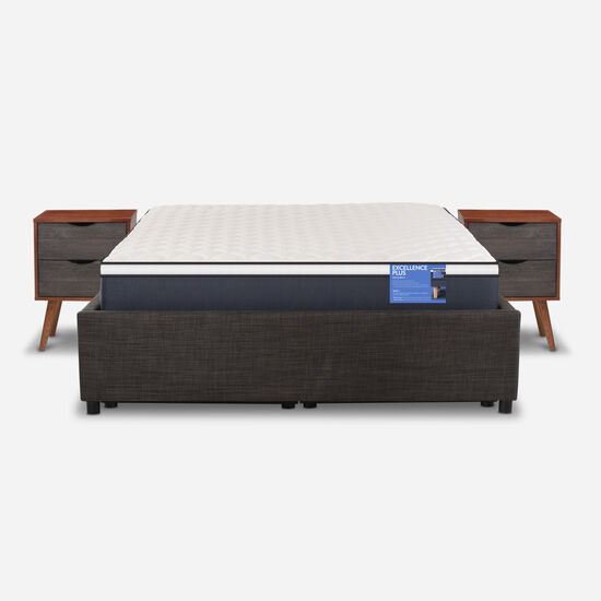 Cama Space Box 2 Plazas Excellence Plus + Velador Níger