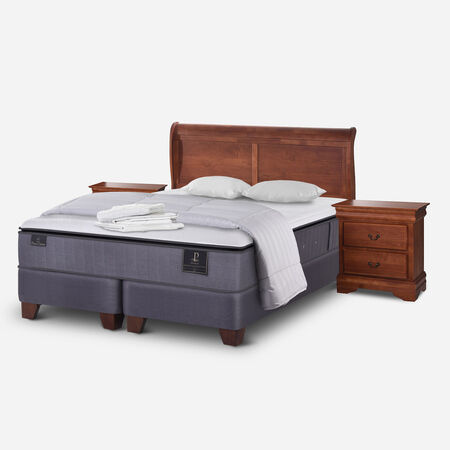 Box Spring King Premium + Almohadas + S&aacute;bana + Plum&oacute;n + Set Mir&oacute; Caramel