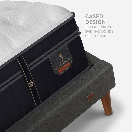 Cama Europea Curve 2 Plazas Grand Premium + Set Kavery