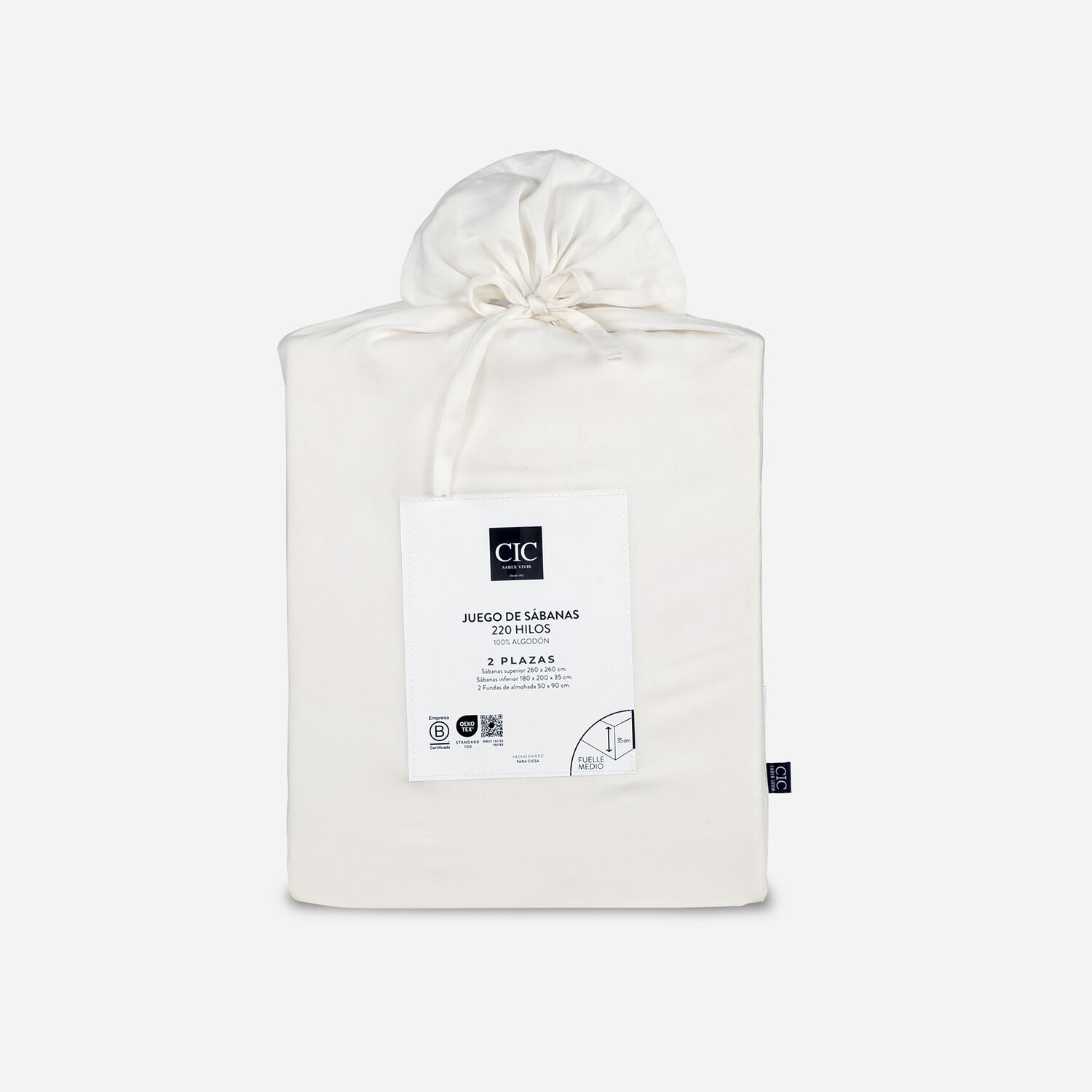 S&aacute;banas 2 Plazas 220 Hilos Lisa Blanco