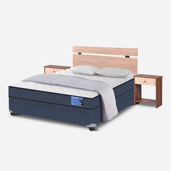Cama Americana Full Excellence + Set Olmo + Almohadas + Plumón