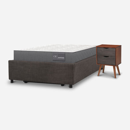 Cama Space Box 1,5 Plazas Anatomic + Velador N&iacute;ger