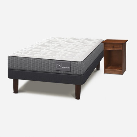 Cama Europea 1,5 Plazas Anatomic + Velador New Villarrica