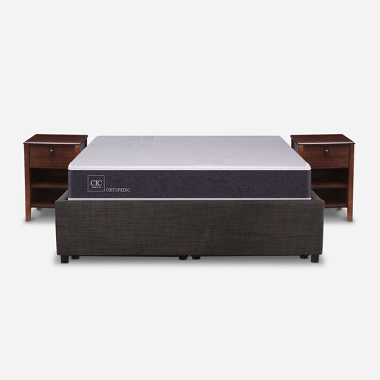 Cama Space Box 2 Plazas Ortopedic + Velador New Torino Choc
