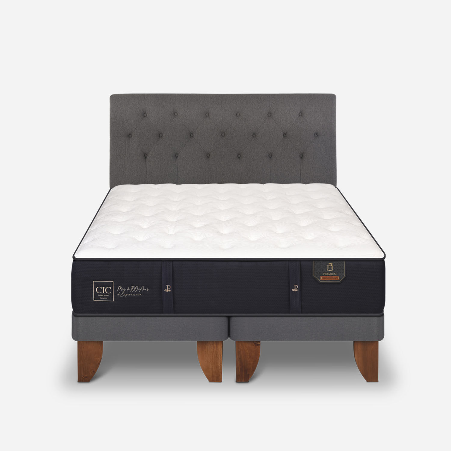 Cama Europea 2 Plazas Premium Base Dividida + Respaldo Kavery