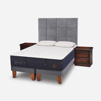 Cama Europea Super King Grand Premium + Set Támesis + Almohadas Pluma de Ganso