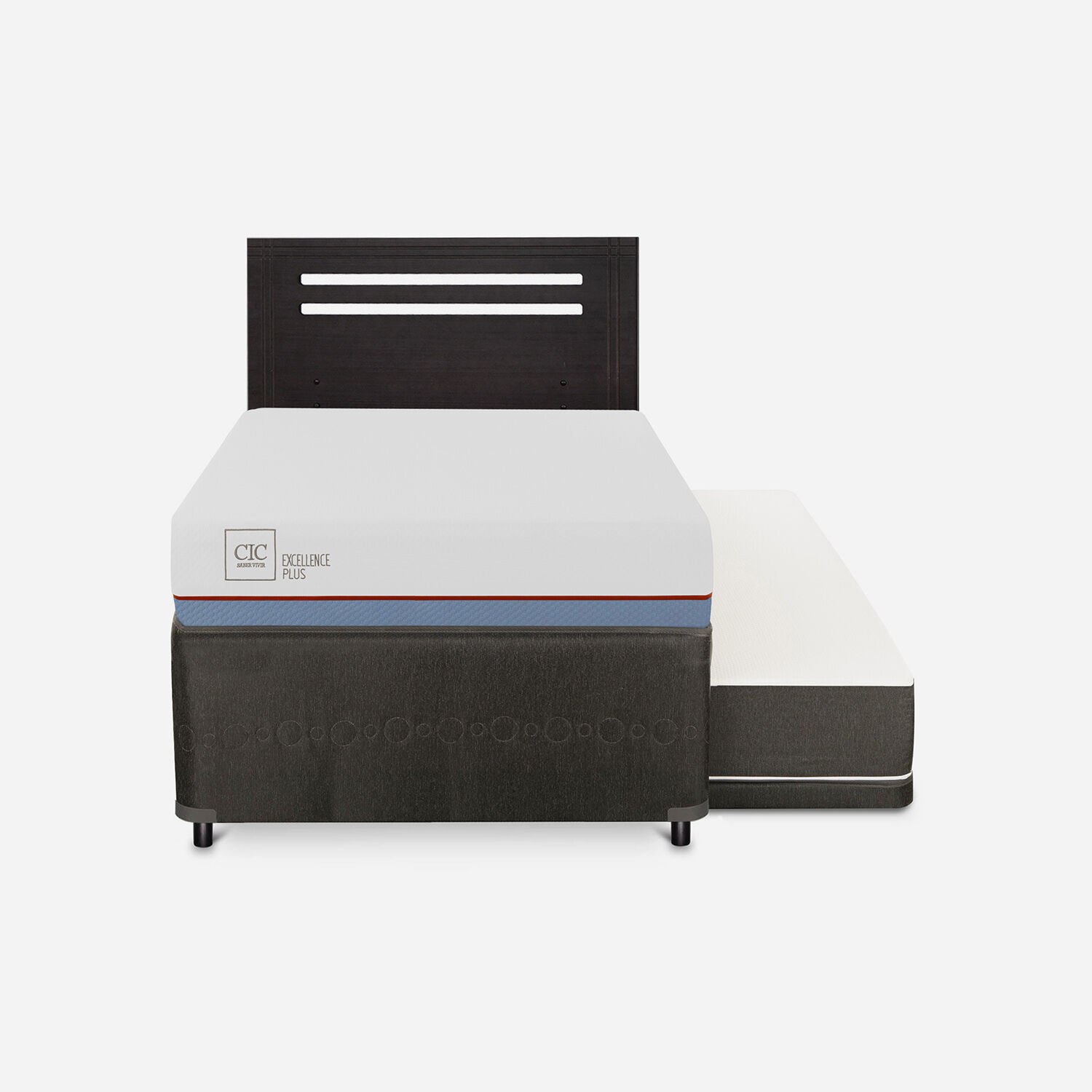 Cama Nido Div&aacute;n Excellence Plus + Respaldo M&uacute;nich Negro