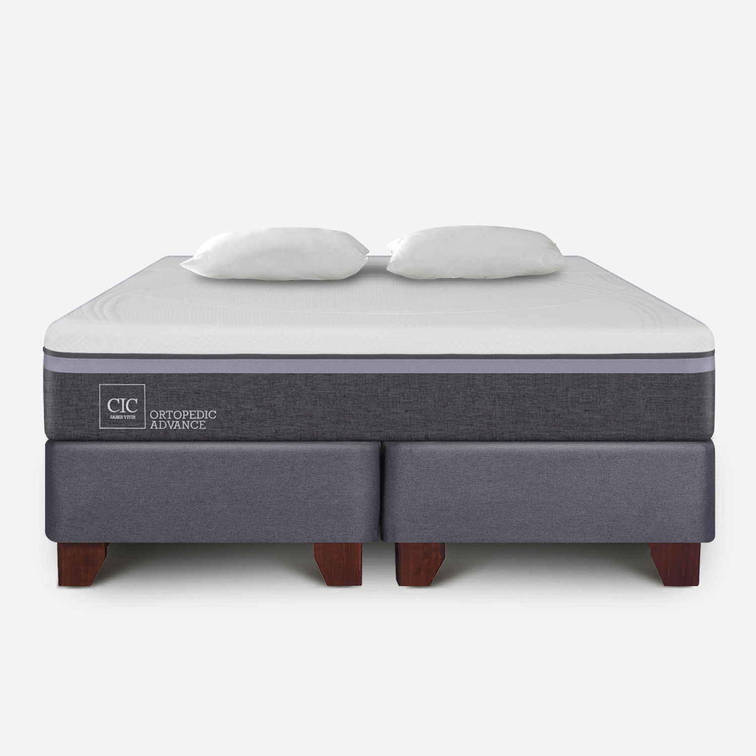 Box Spring 2 Plazas Ortopedic Advance Base Dividida + Almohadas