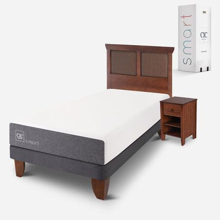 Cama Europea 1,5 Plazas Smart + Set Torino Caramel
