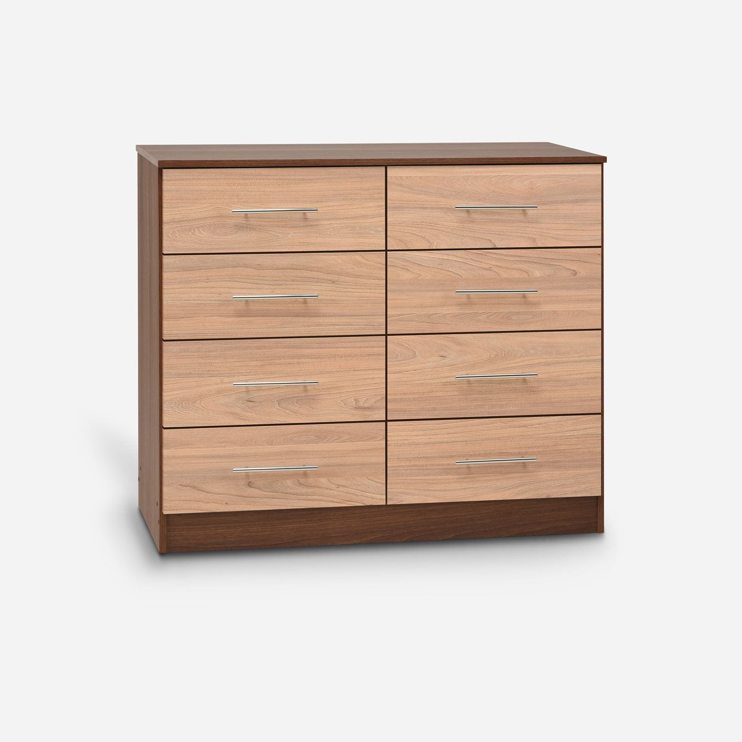 Cómoda 8 Cajones Polux Bicolor Nogal Olmo