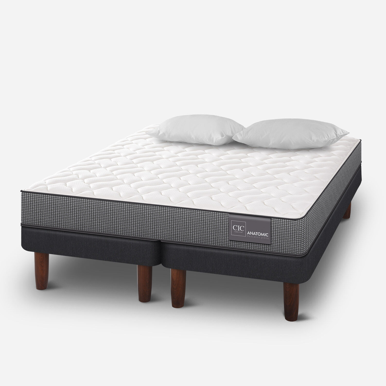 Cama Europea 2 Plazas Anatomic Base Dividida + Almohadas