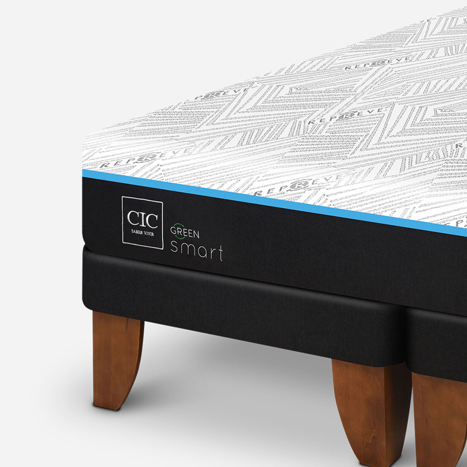 Cama Europea 2 Plazas Green Infinity Base Dividida + Respaldo Villarrica Gris