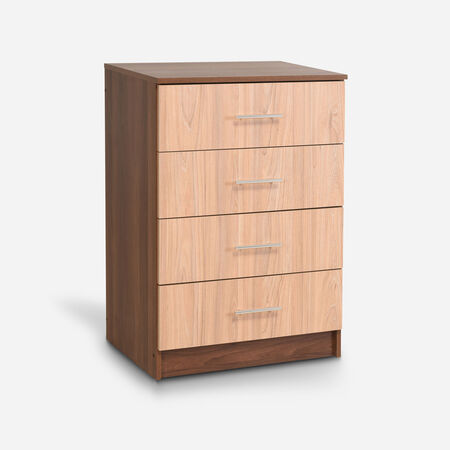 C&oacute;moda Cajonera 4 Cajones F&eacute;nix Bicolor Nogal Olmo