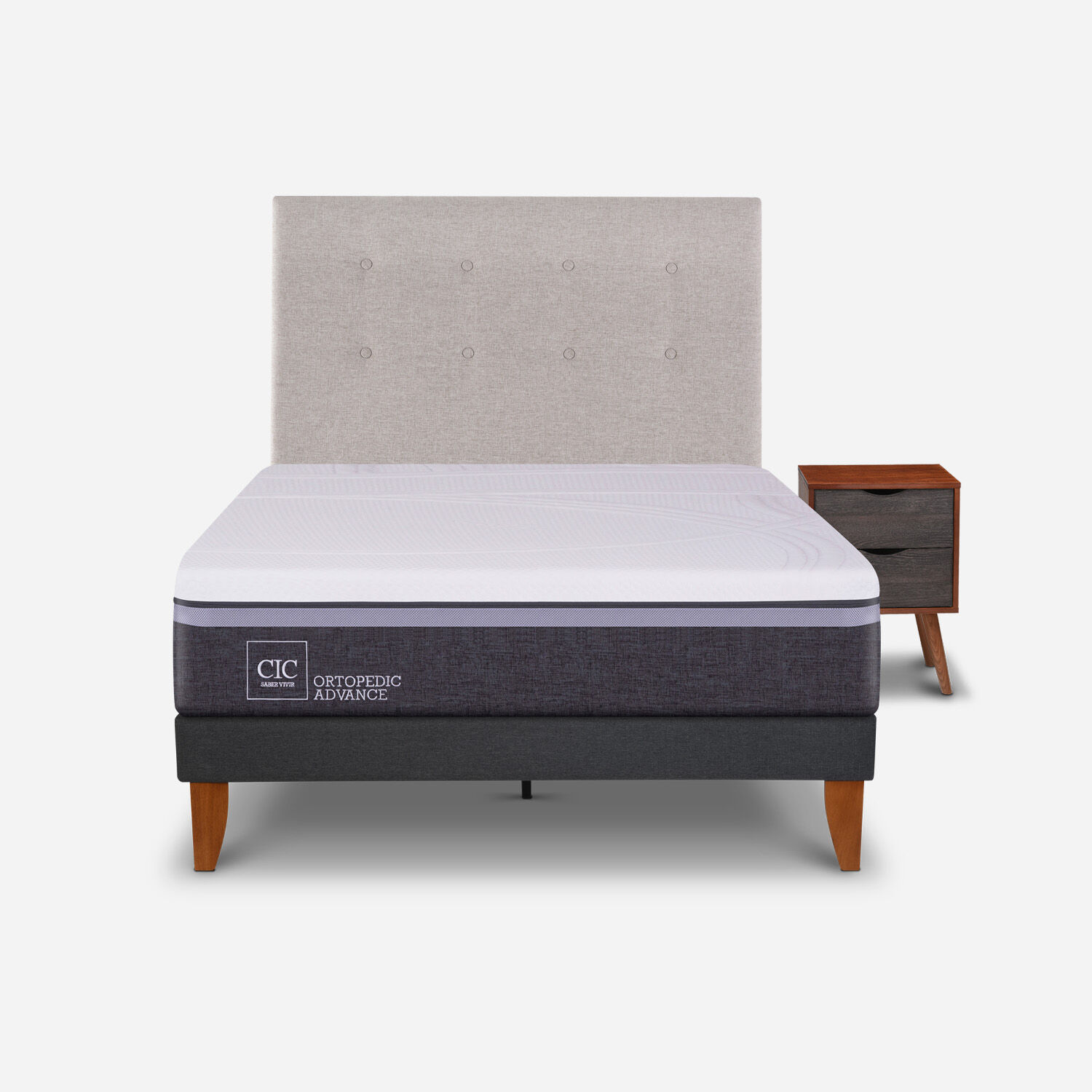 Cama Europea Curve 1,5 Plazas Ortopedic Advance + Set Tigris