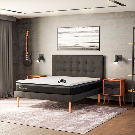 Cama King Hybrid Plus + Set Velador Níger