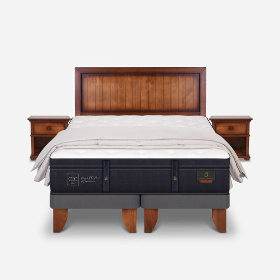Cama Europea King Grand Premium + Set Monterrey + Plumón 100% Pluma de Ganso