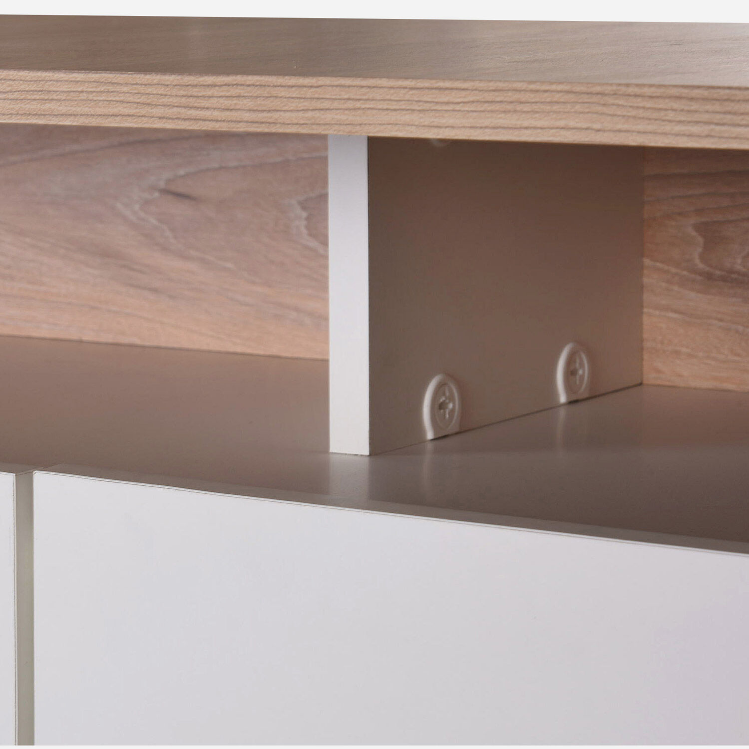 Rack Tv 60" 2 Puertas 1 Caj&oacute;n Olmo Blanco Colb&uacute;n