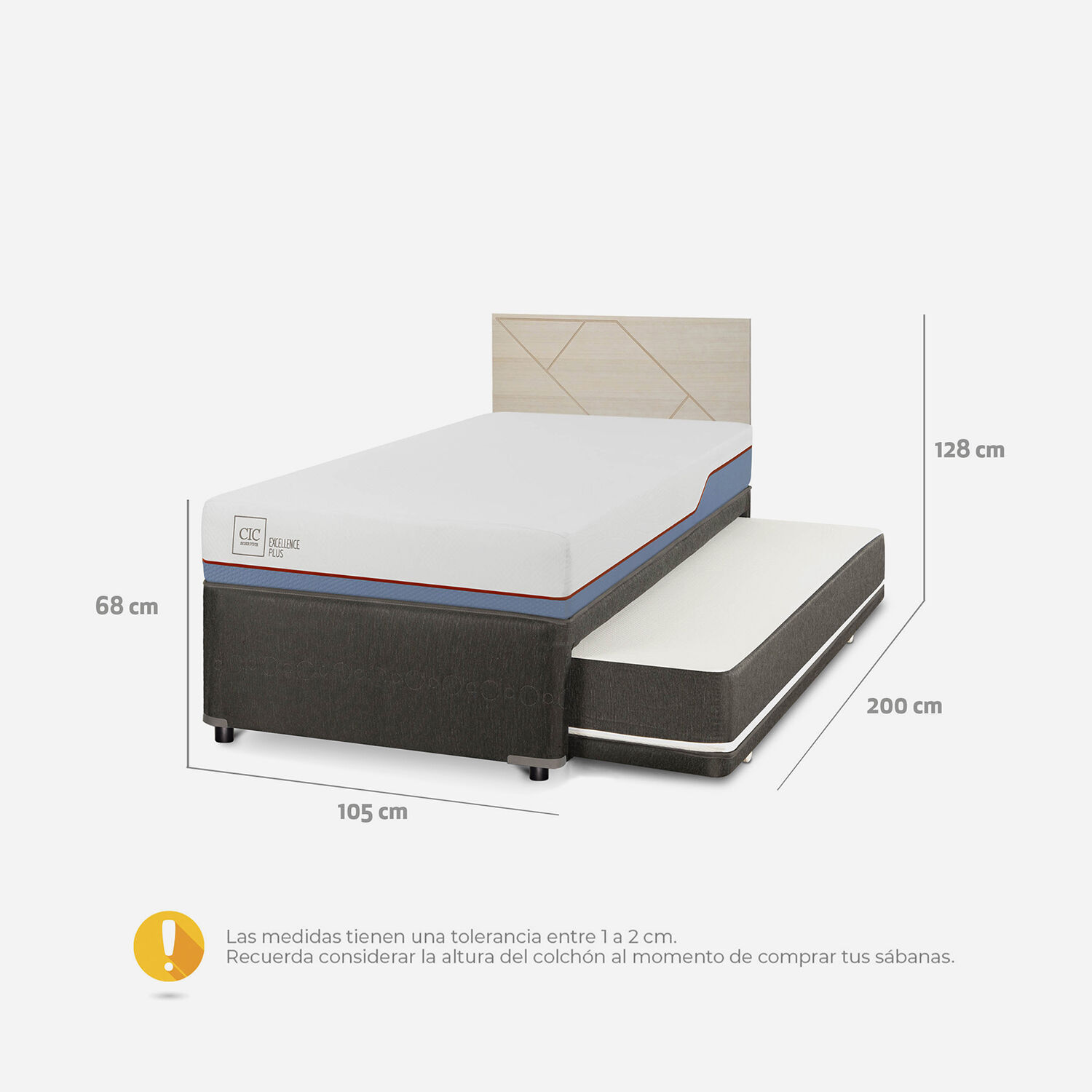 Cama Nido Div&aacute;n Excellence Plus + Respaldo + Villarrica Alpino