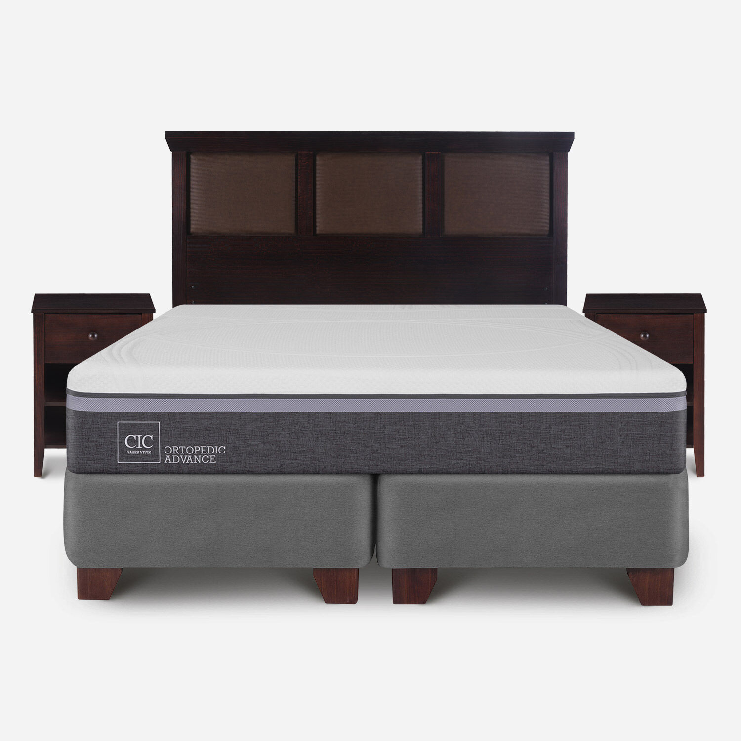 Box Spring 2 Plazas Ortopedic Advance Base Dividida + Set Torino Chocolate