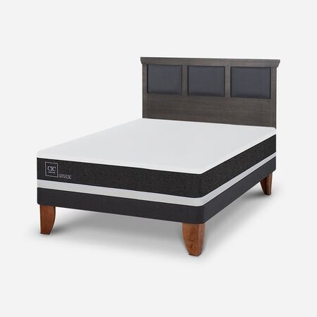 Cama Europea 2 Plazas Ortopedic Base Normal + RespaldoTorino Gris