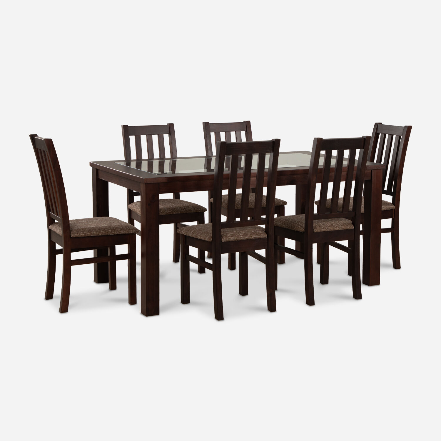 Comedor de Vidrio 6 Sillas &Ntilde;uble Chocolate