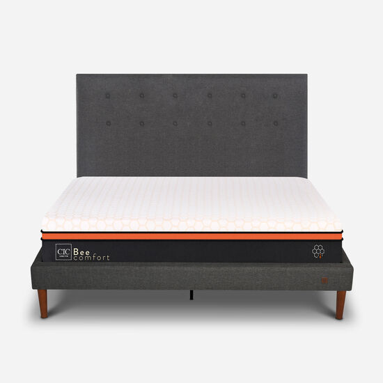 Cama Europea Curve 2 Plazas Bee Comfort + Respaldo Éufrates