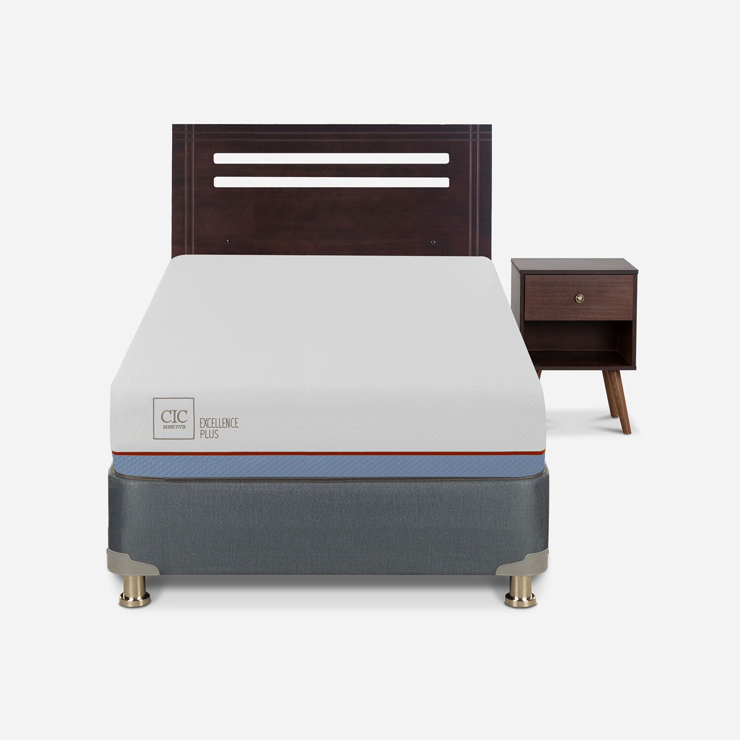 Cama Americana 1,5 Plazas Excellence Plus + Set Múnich Chocolate
