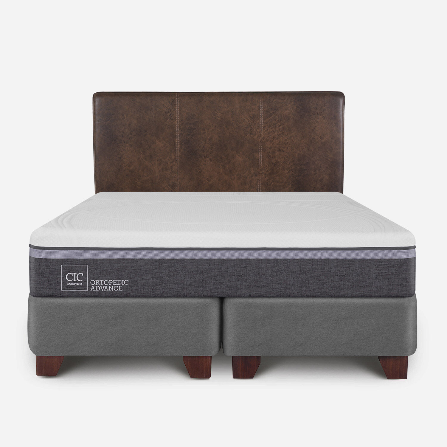 Box Spring 2 Plazas Ortopedic Advance Base Dividida + Respaldo Baker