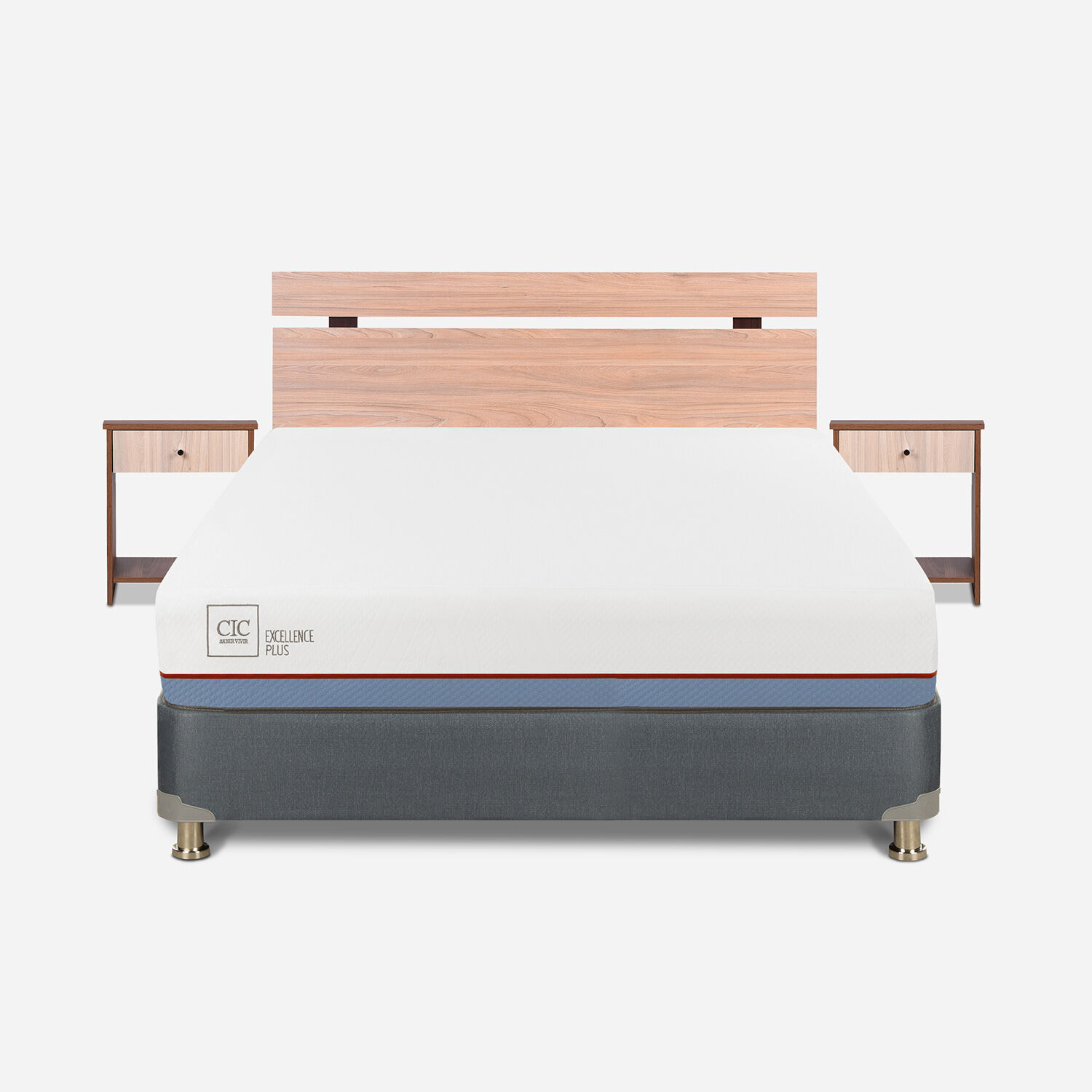 Cama Americana 2 Plazas Excellence Plus Base Dividida + Set Olmo