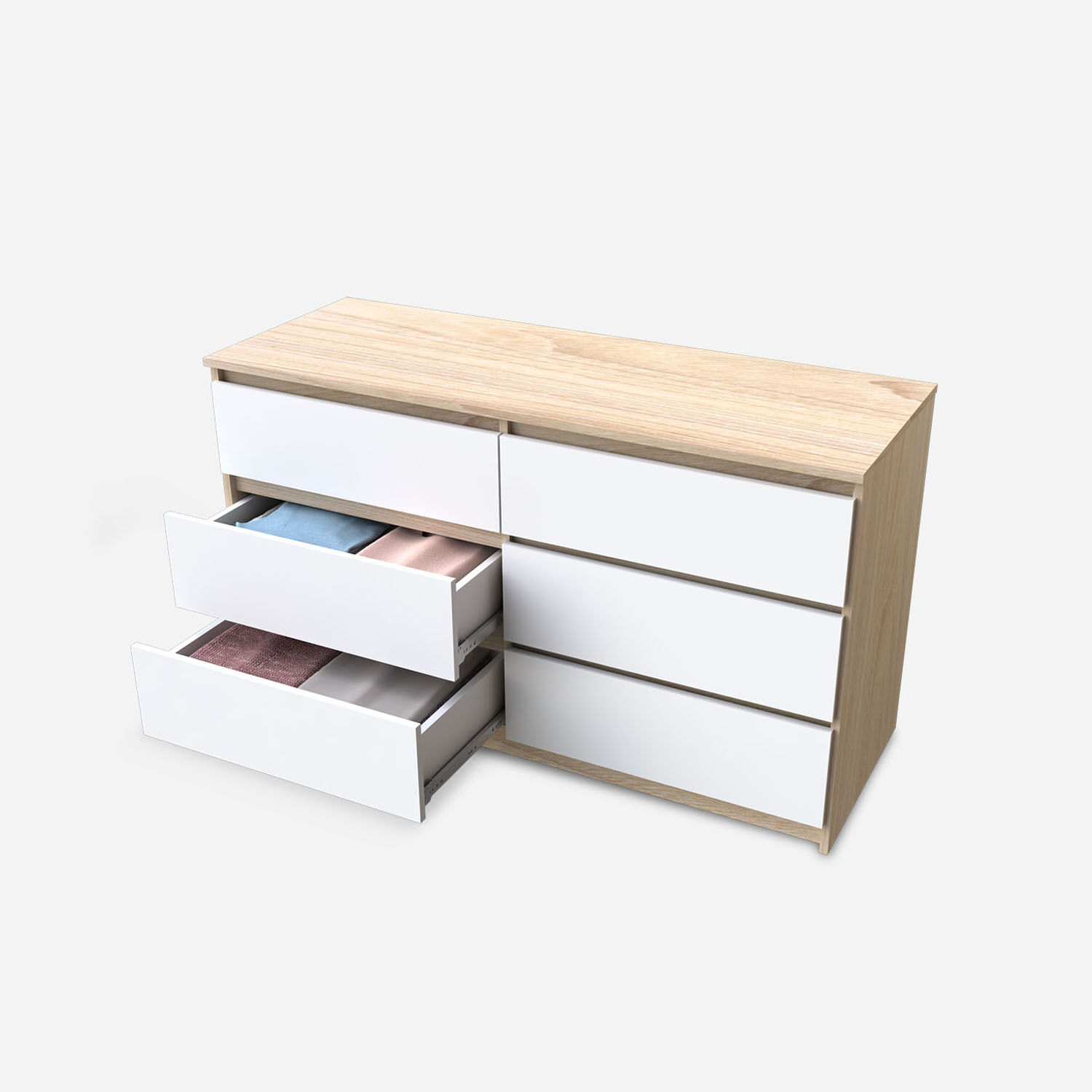 C&oacute;moda 6 Cajones N&oacute;rdica Olmo Blanco