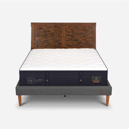 Cama Europea Curve 2 Plazas Super Premium + Respaldo Antique