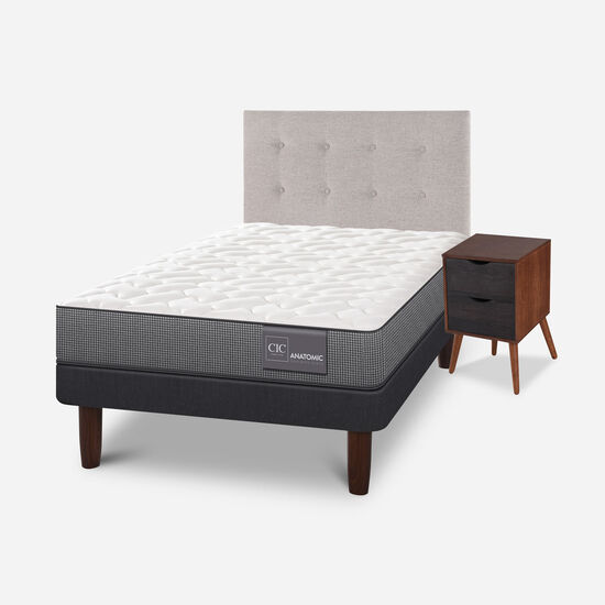 Cama Europea 1.5 Plazas Anatomic + Set Tigris