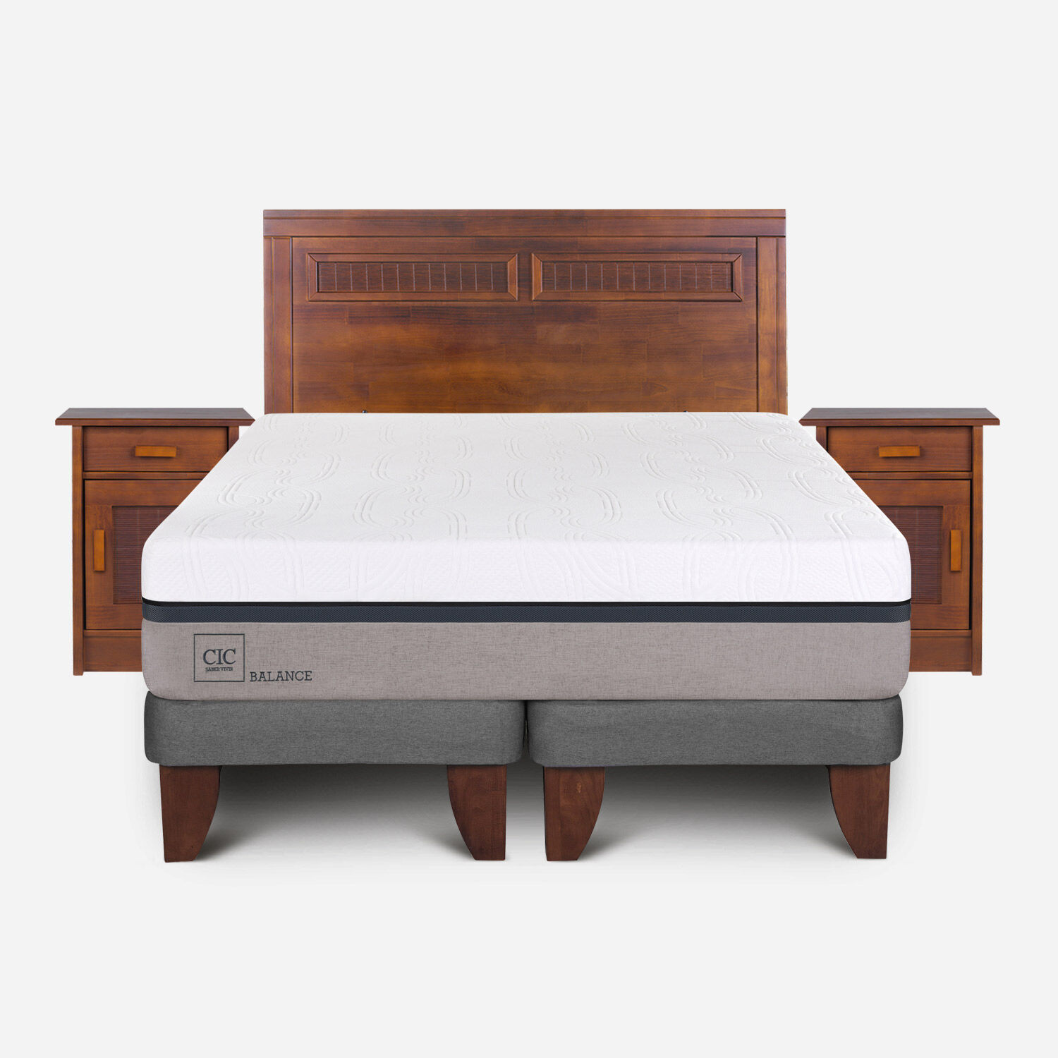 Cama Europea King Balance + Set Mil&aacute;n Caramel
