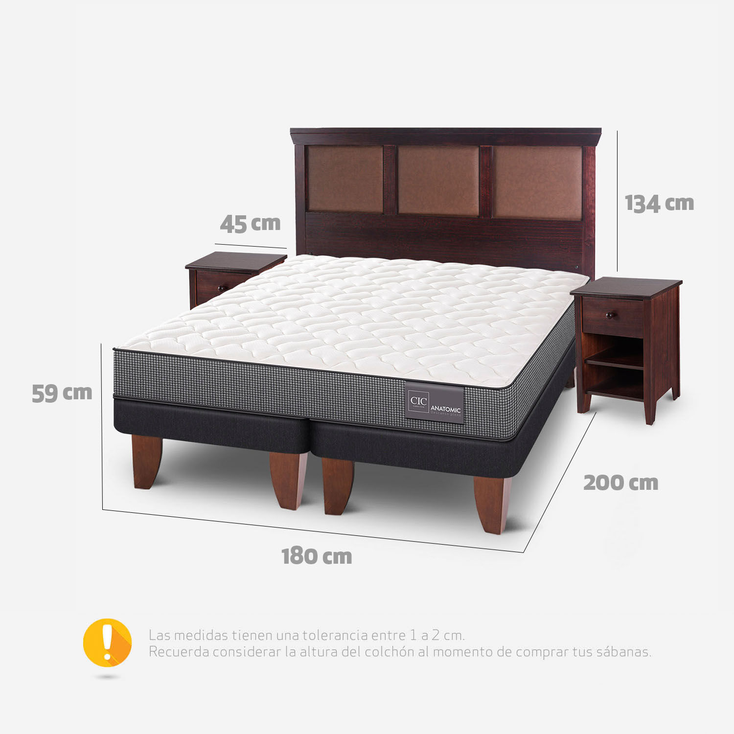Cama Europea King Anatomic + Set Torino Choc