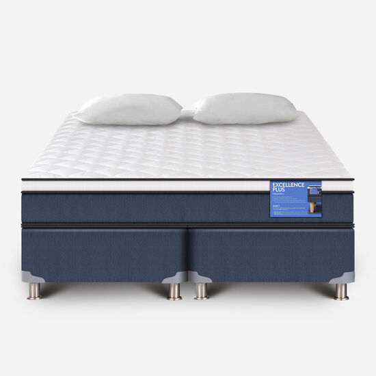 Cama Americana 2 Plazas Excellence Plus Base Dividida + Almohadas
