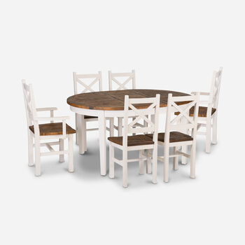 Comedor 4 Sillas 2 Sitiales Provenza Blanco / Mesa con Extensión