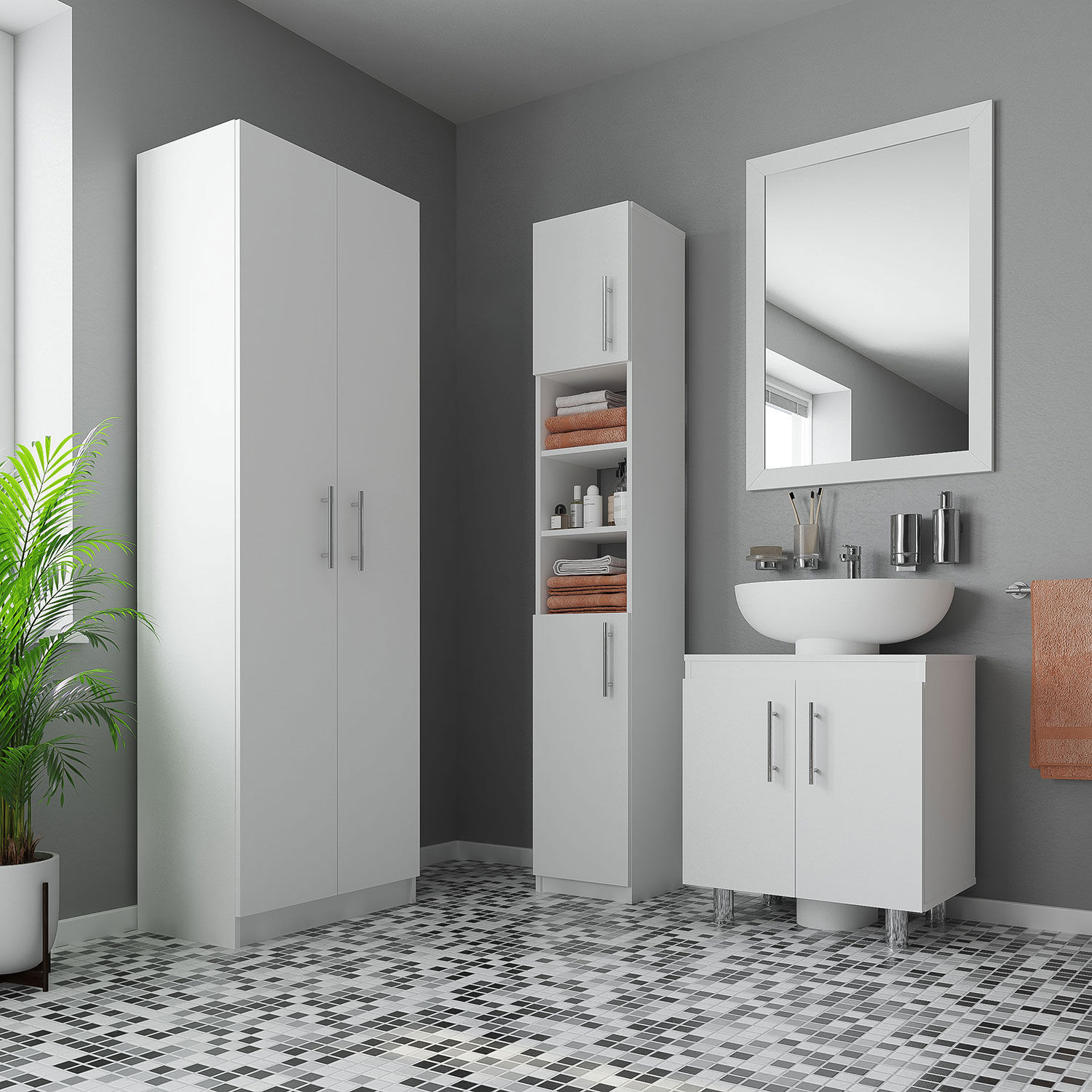 Estante Baño 2 Puertas Blanco