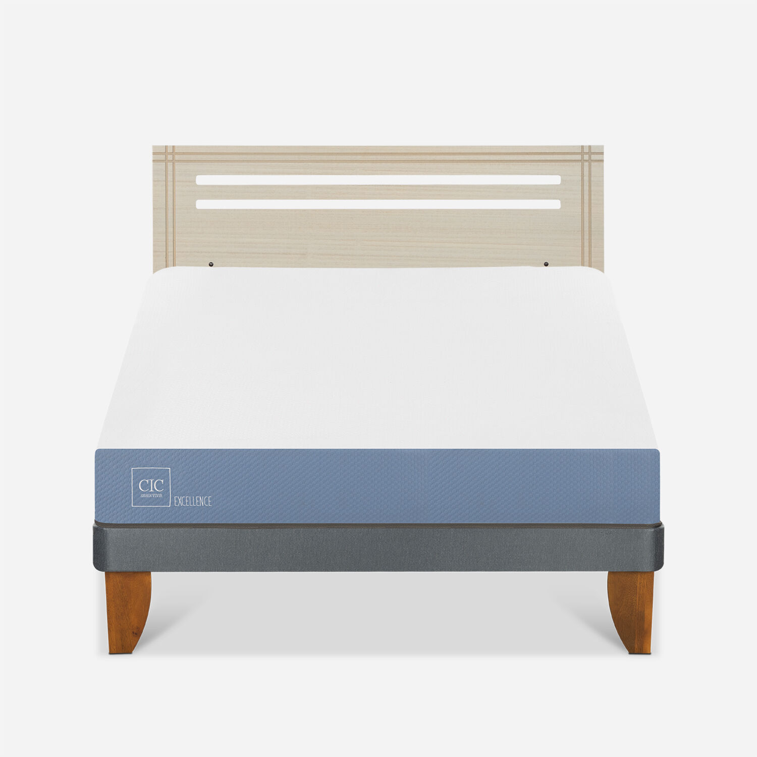 Cama Europea 2 Plazas Excellence Base Normal + Respaldo M&uacute;nich Alpino