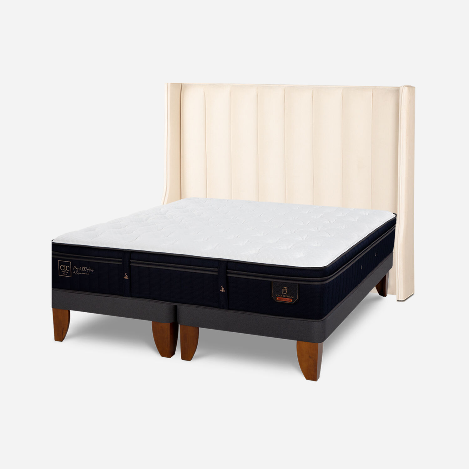 Cama Europea 2 Plazas Super Premium Base Dividida + Respaldo Panaro