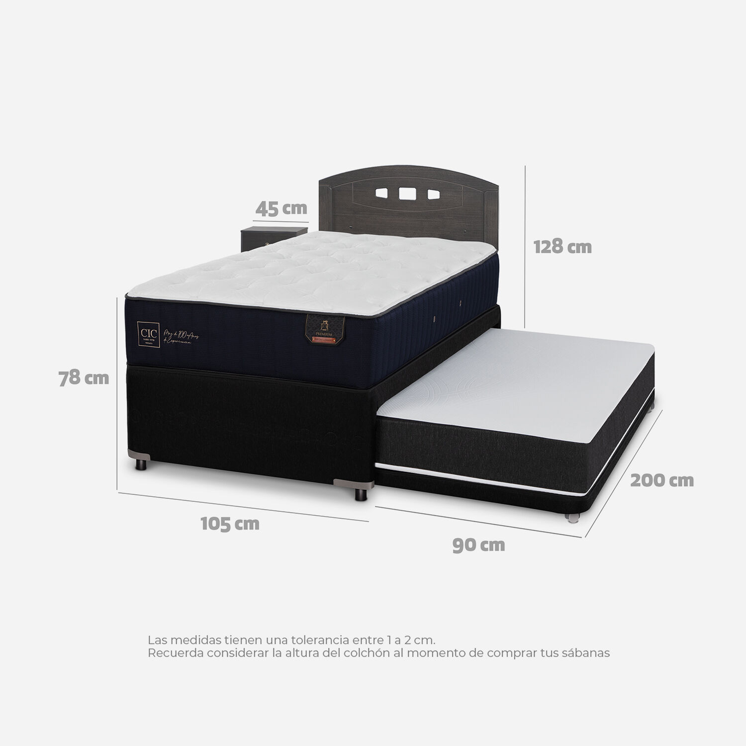 Cama Nido Diván Premium Set Gales Gris